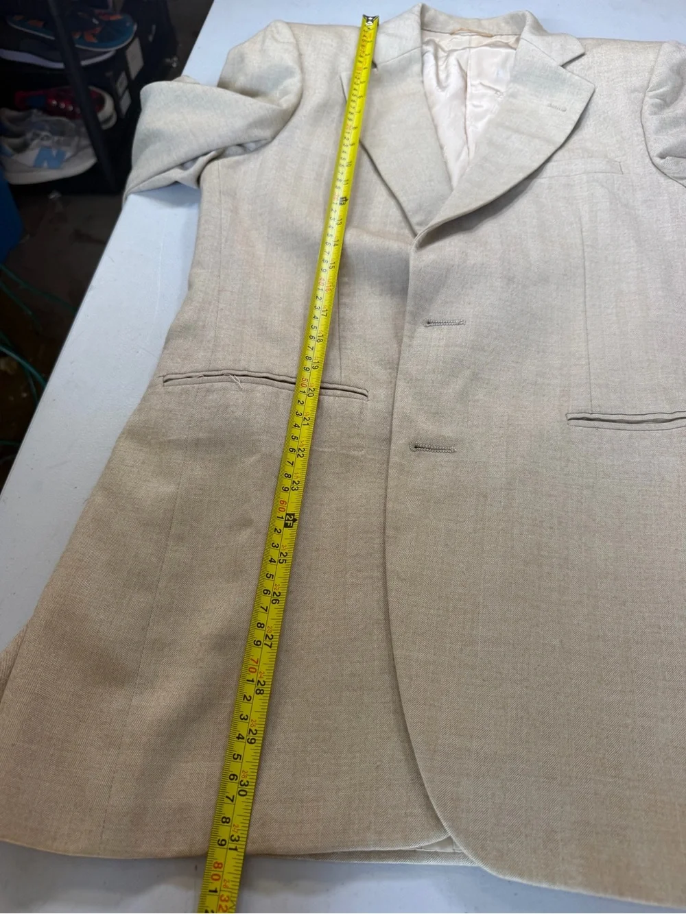 Men's Cream Single-Breasted Sport Coat Blazer